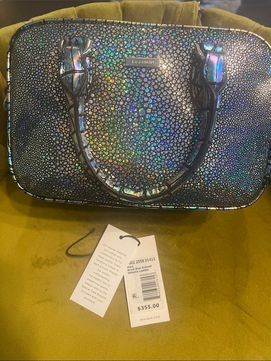 Brahmin Handbags - Brahmin Mara Royal Blue Ardwell Mini Bag NWT Iridescent Leather $355